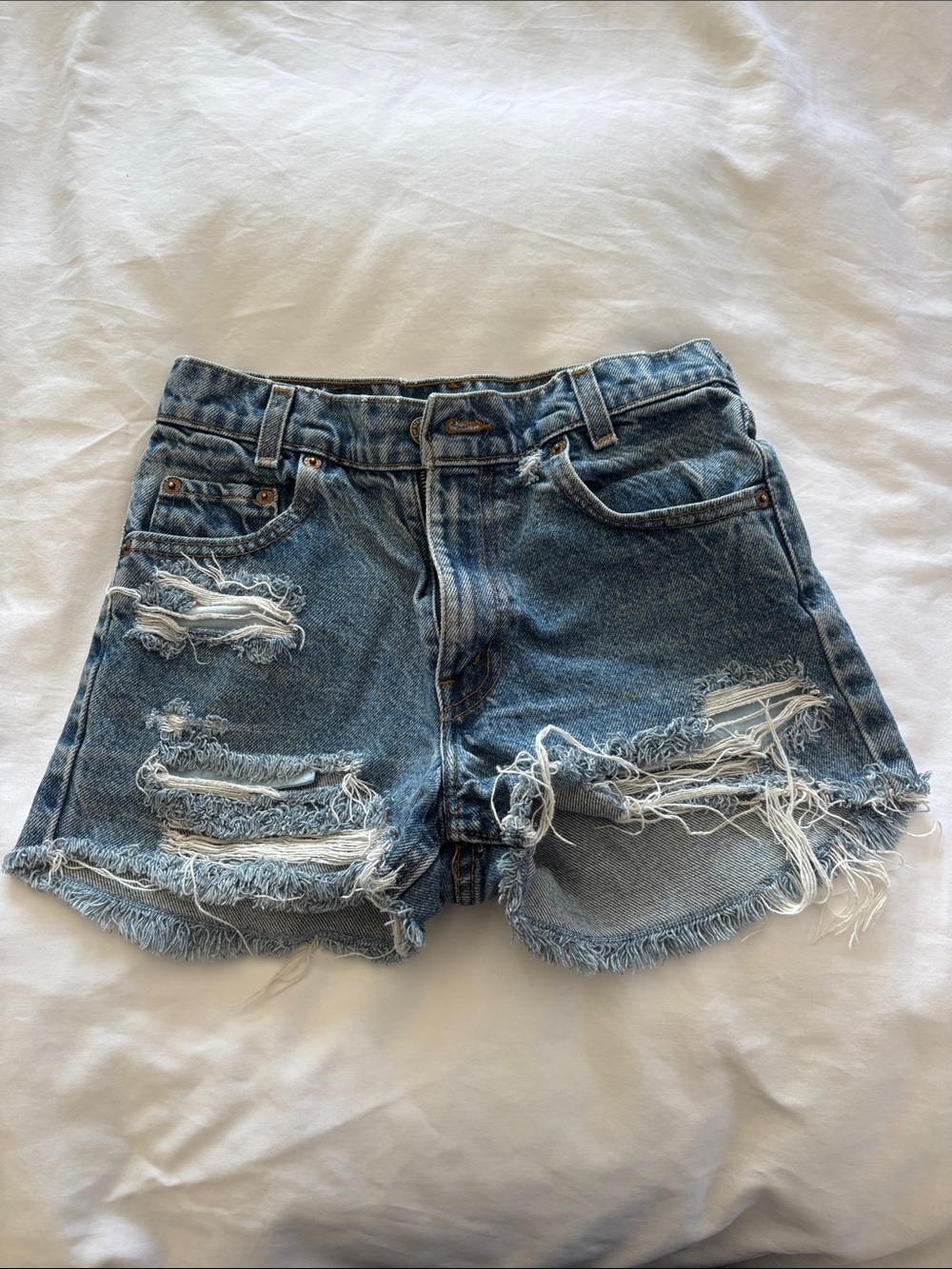 Levi's Distressed Light Blue Denim Cutoff Shorts